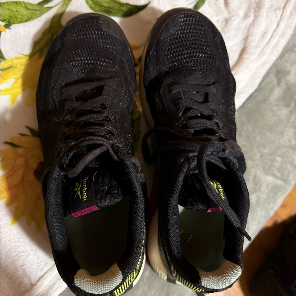 Reebok Black and Green Athletic Shoes